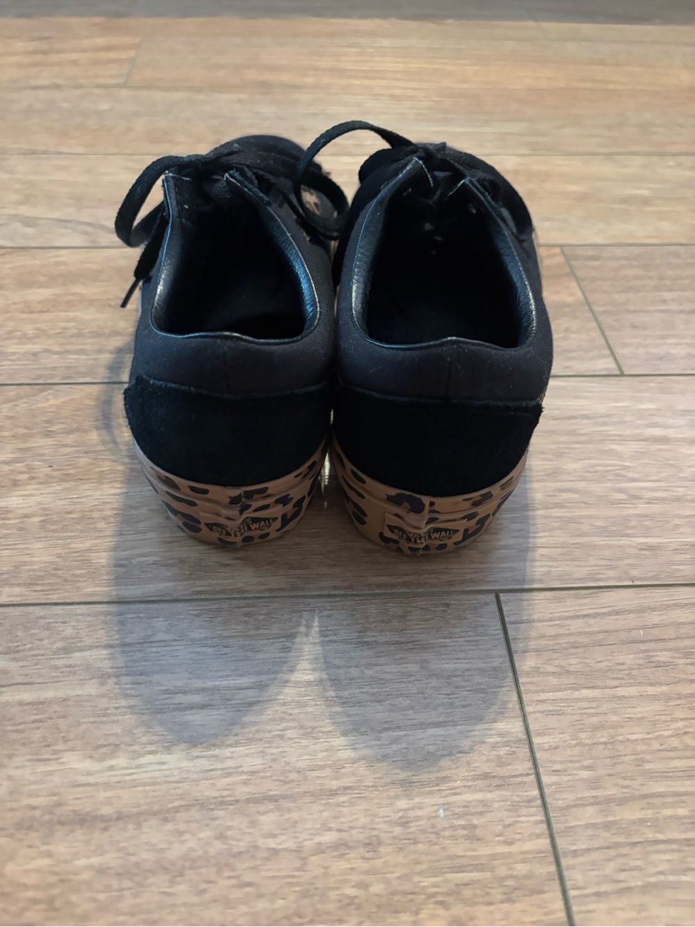 Vans Black Suede Sneakers with Leopard Trim Women’s size 9 - Picture 3 of 5